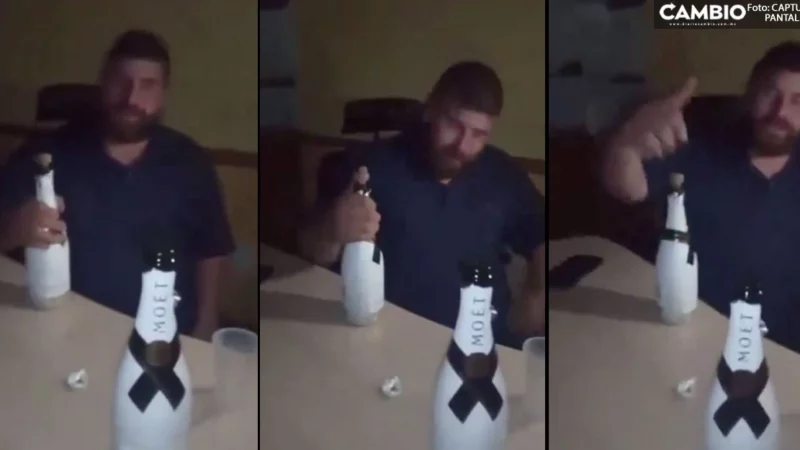 Candidato del PT en Piaxtla: Es captado en VIDEO abriendo dos botellas MOÉT