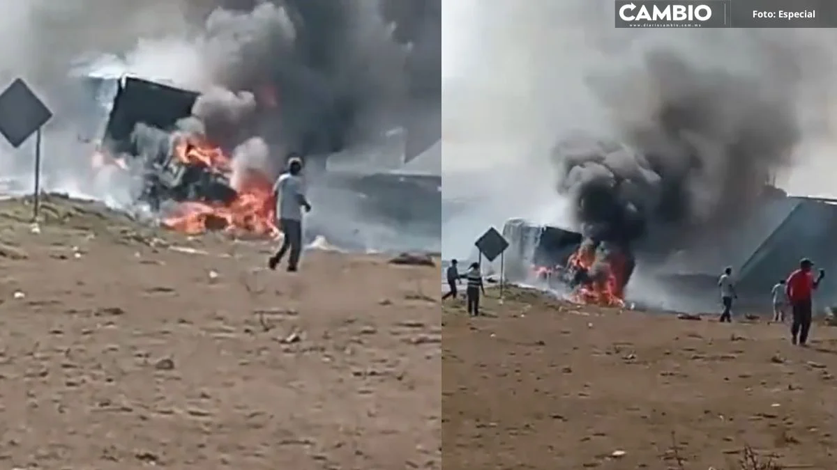 Caos en la Puebla-Orizaba: arden tractocamiones y dejan filas kilométricas de tráfico (VIDEO)