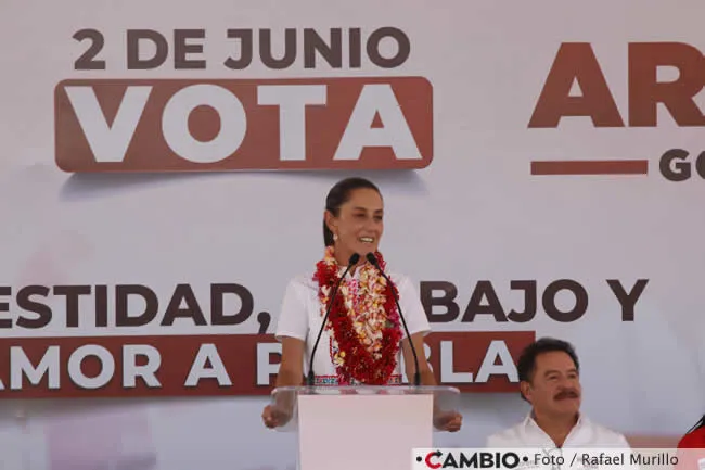 Claudia Sheinbaum, candidata a la presidencia de la República en el evento de arranque de campaña de Alejandro Armenta