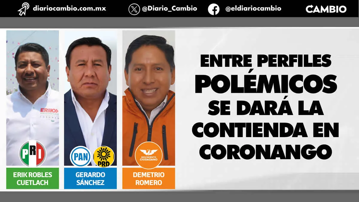 En Coronango elección a tercios: Gerardo Sánchez, Toxqui y Demetrio Romero de MC