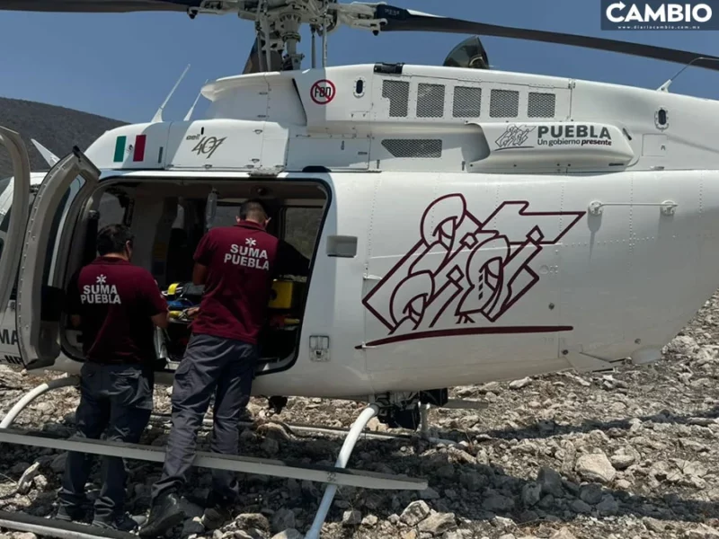 En helicóptero, trasladan a uno de los hermanitos lesionados en fatal accidente de Huehuetlán