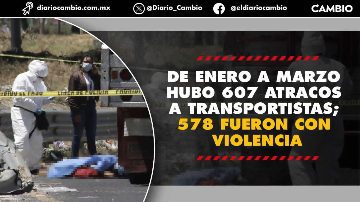 Más de 600 transportistas fueron asaltados en Puebla durante el primer trimestre de 2024