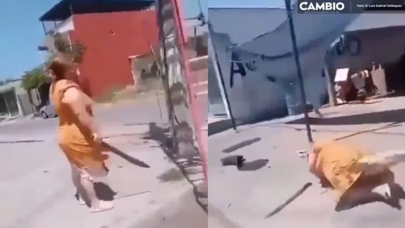 ¿Karma? Mujer amenaza con machete a trabajadores de CFE para no pagar y termina herida (VIDEO)