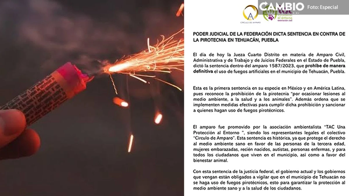 Jueces prohíben el uso de pirotecnia en Tehuacán