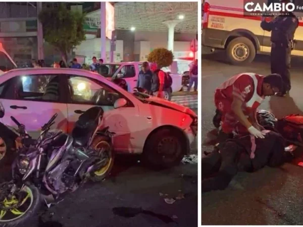Cafre da vuelta prohibida y atropella a motociclistas en Tehuacán; están graves