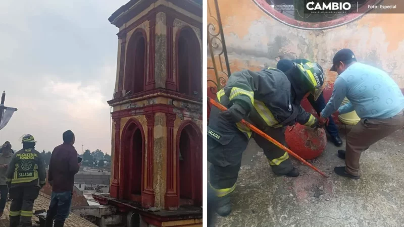 ¡Qué susto! Cae rayo y rompe torre de la Iglesia de Guadalupe en Chalchicomula