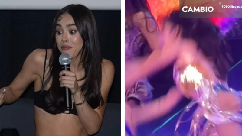 VIDEO: ¡Mala fama! Danna Paola sufre caída en pleno concierto