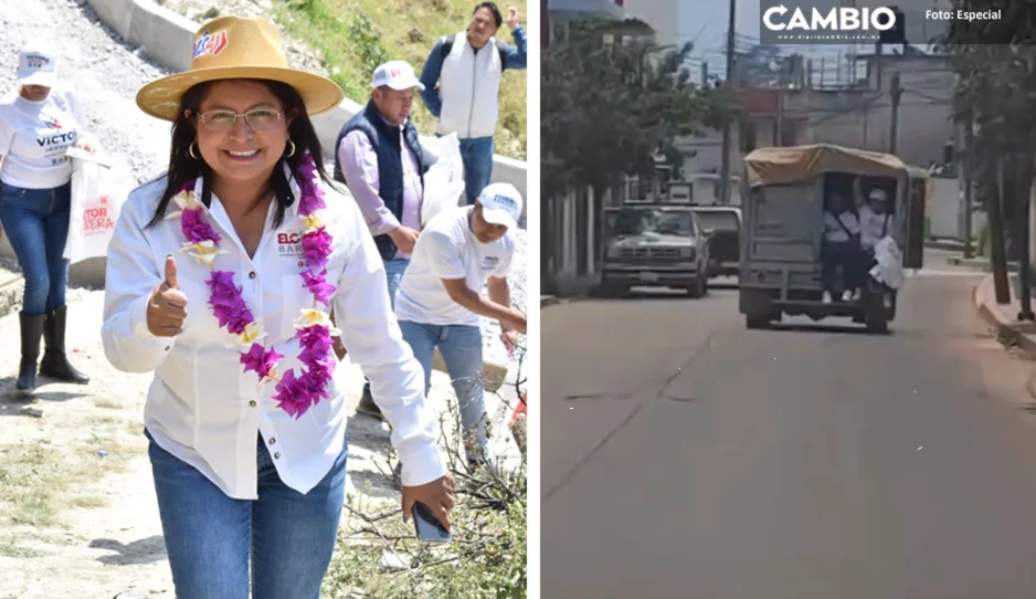 Captan a Eloísa Barrios, candidata del PRIAN-SI, repartiendo despensas en Zacatlán (VIDEO)