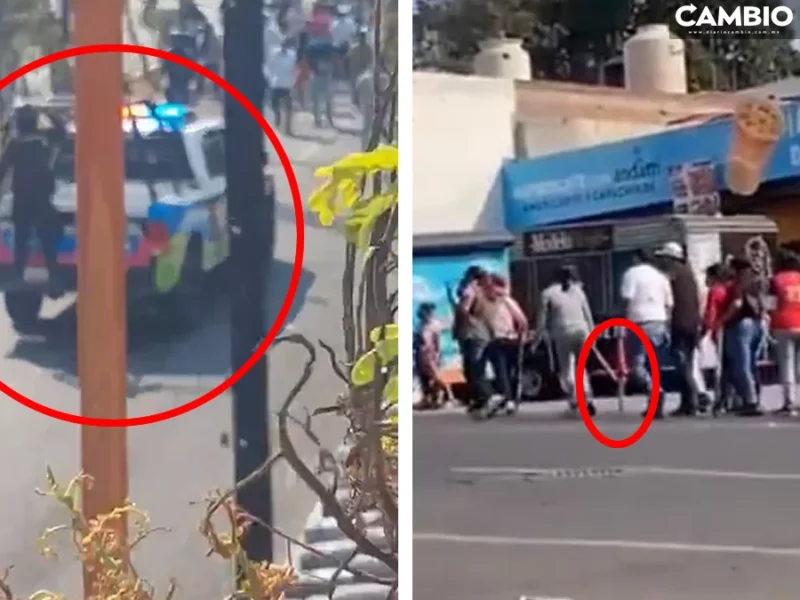 Como pandillas de Nueva York, franeleros de la Feria de Puebla se enfrentan a policías con palos y piedras (VIDEO)