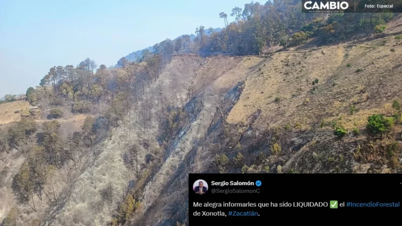 Confirma Sergio Salomón que incendio forestal en Xonotla está liquidado