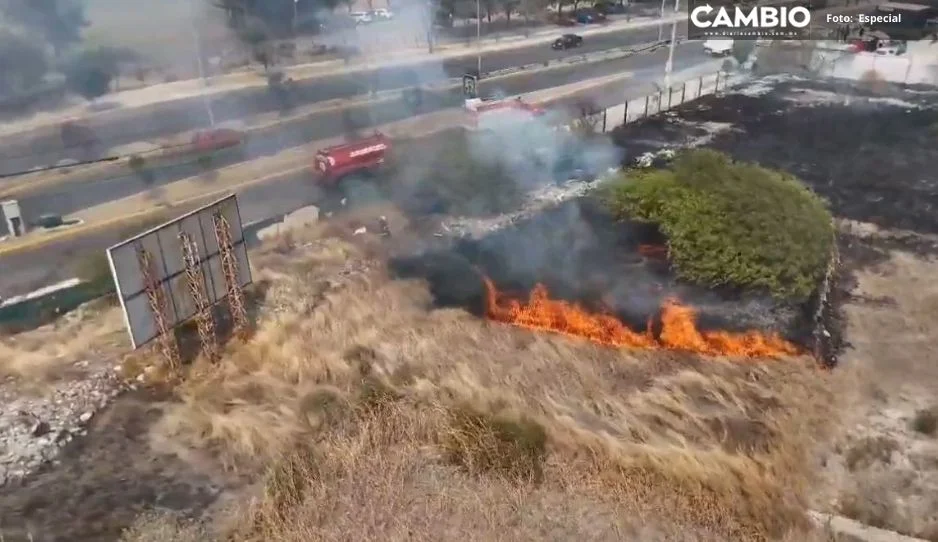 ¡Alerta, fuego! Arde en llamas terreno baldío junto a la Prepa Ibero en San Andrés