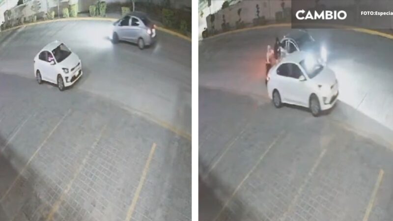 VIDEO: Conductor escapa de atraco afuera de estacionamiento en Cuautlancingo