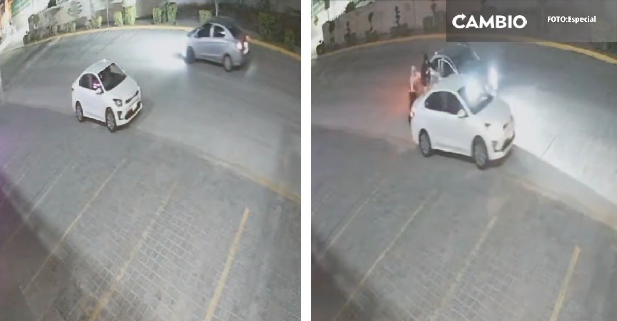 VIDEO: Conductor escapa de atraco afuera de estacionamiento en Cuautlancingo