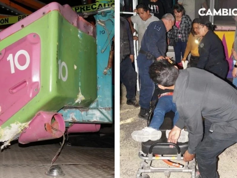 ¡Feria mortal! Juego mecánico pierde el control y deja dos heridos en Tlaxcala (VIDEO)