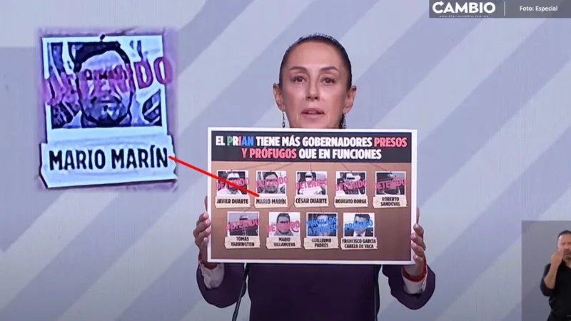 Exhibe Sheinbaum a Mario Marín en su cartel de exgobernadores priistas encarcelados