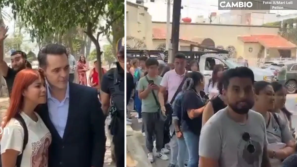 ¡El más humilde! Poblanos hacen fila para saludar a Pedro Alonso; él se deja apapachar y hasta besos da (VIDEO)