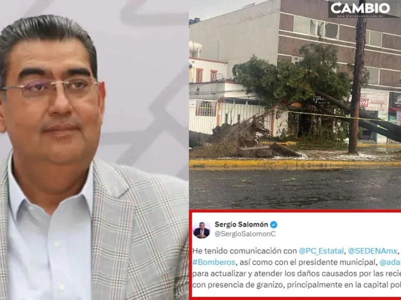 Sergio Salomón coordina acciones tras daños por lluvia y granizada en Puebla
