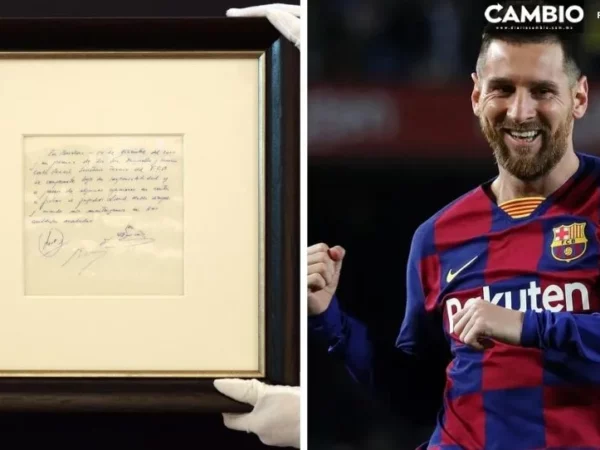 ¡De locura! Subastan servilleta del primer contrato de Messi con el Barcelona en más de 16 millones