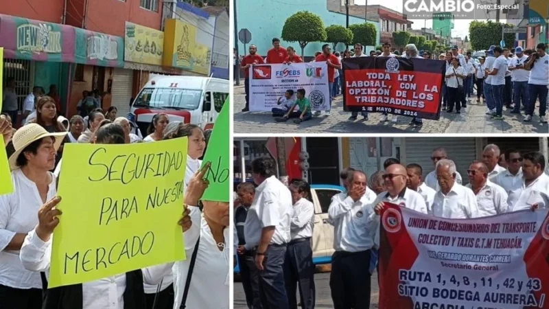 Más de 2 mil sindicalizados marchan para exigir mejoras laborales en Tehuacán
