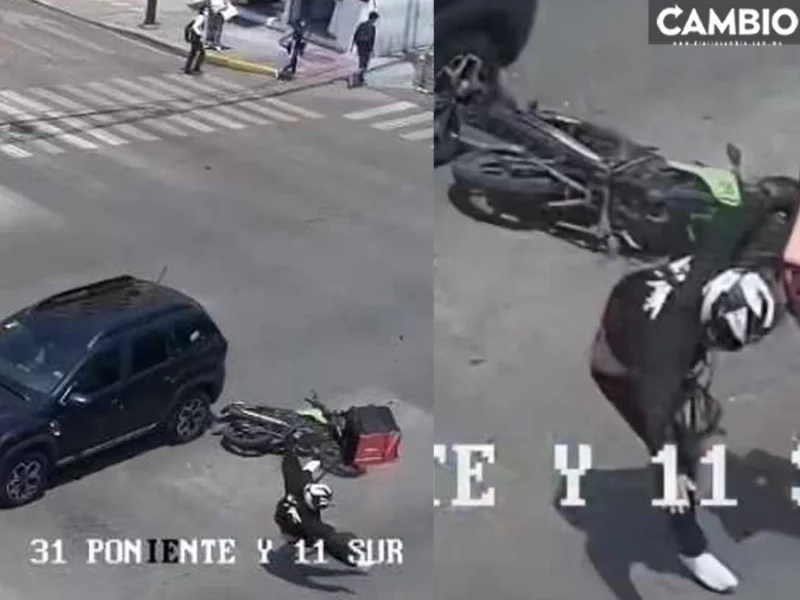 ¡De puro milagro! Motociclista se salva tras chocar contra un auto en Los Volcanes (VIDEO)