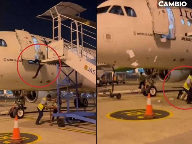 ¡Por poquito llega al cielo! Trabajador de aeropuerto sufre terrible caída de avión (VIDEO)