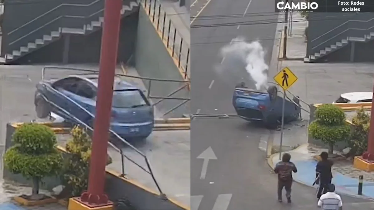 ¡Error garrafal! Conductor pisa freno en lugar del pedal y termina volcado en Reforma Sur (VIDEO)