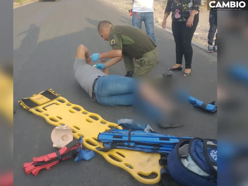 Motociclista termina fracturado de una pierna tras ser atropellado en la Puebla-Tehuacán