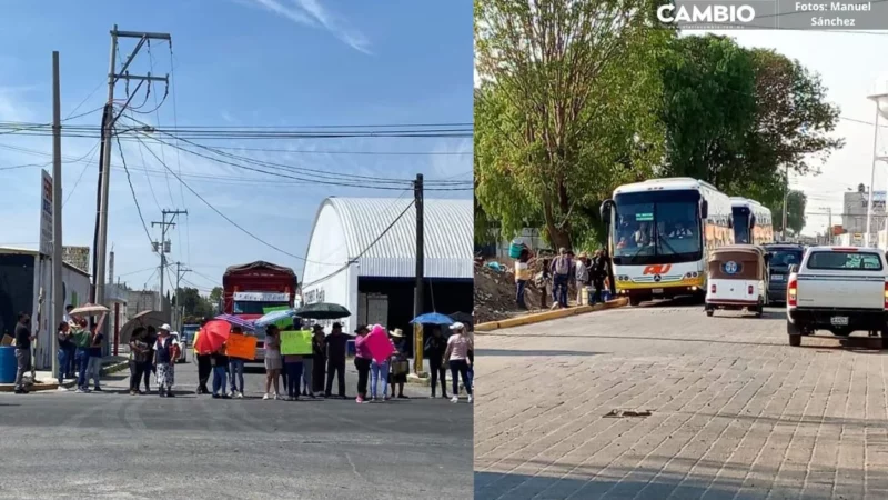 Bloquean el acceso a Acatzingo para exigir que el ayuntamiento regrese paradas de autobús a sitios seguros
