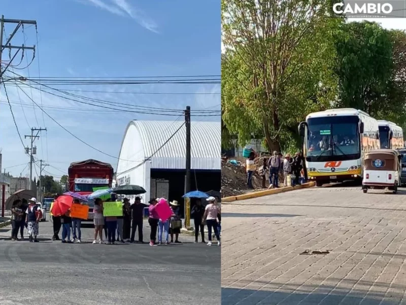 Bloquean el acceso a Acatzingo para exigir que el ayuntamiento regrese paradas de autobús a sitios seguros