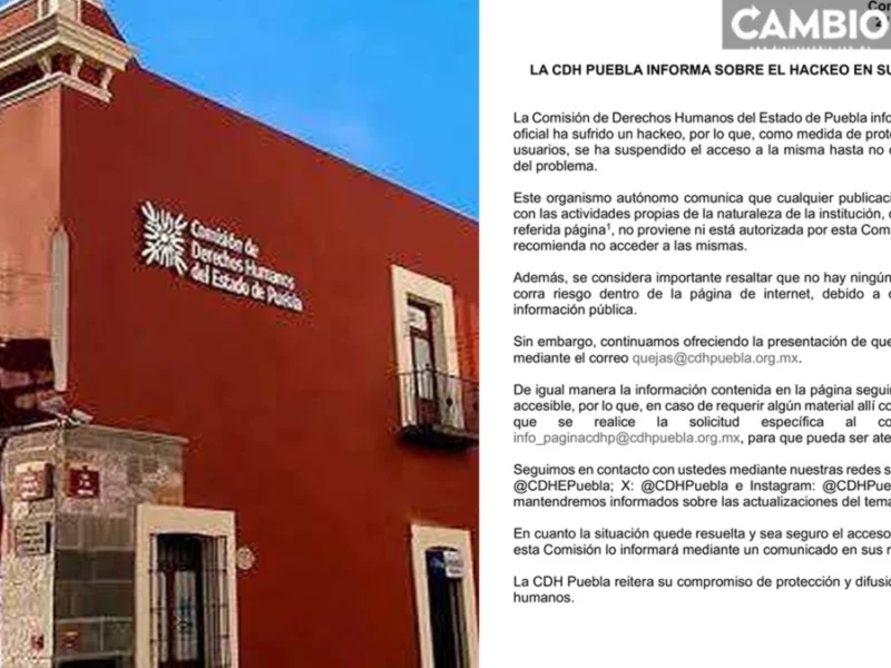 Hackean página web de la CDH Puebla