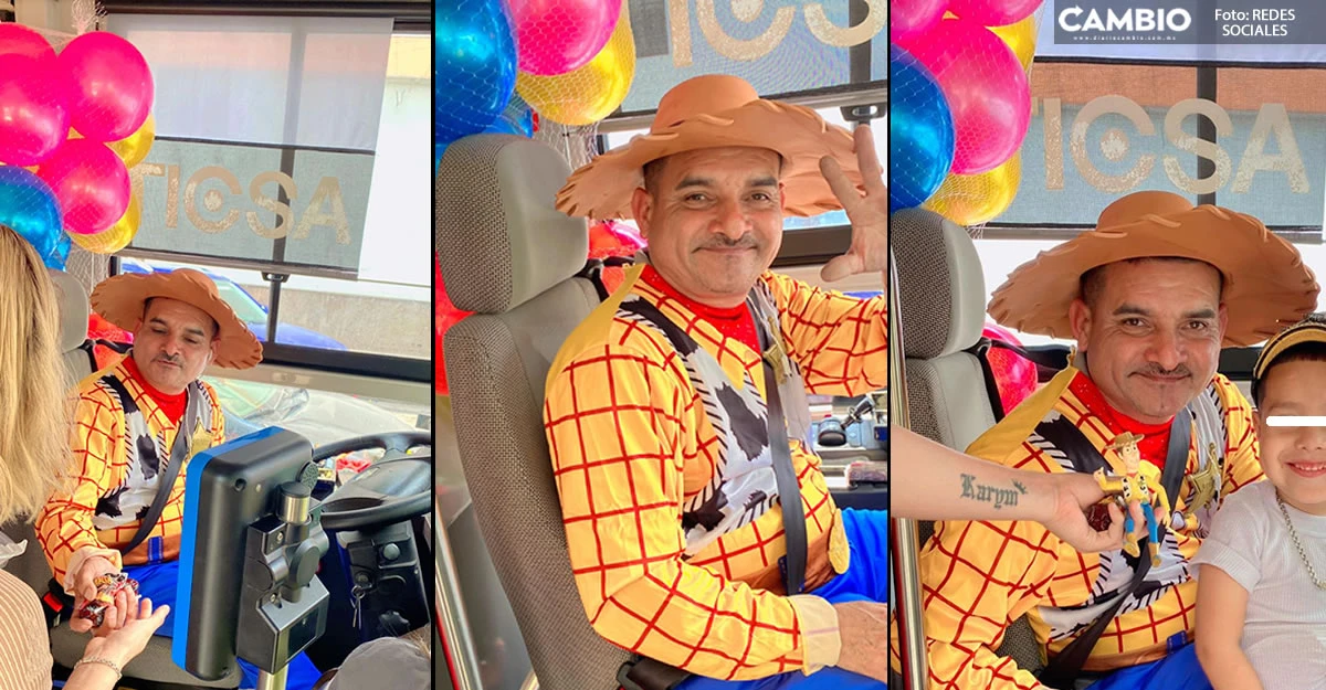 Conductor de transporte público se disfraza de Woody para celebrar el Día del Niño