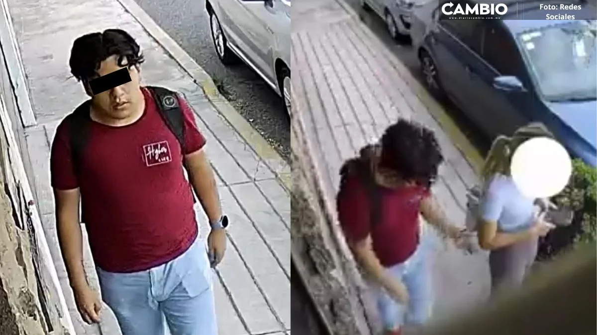 VIDEO: Depravado nalguea a joven en calles de Puebla capital