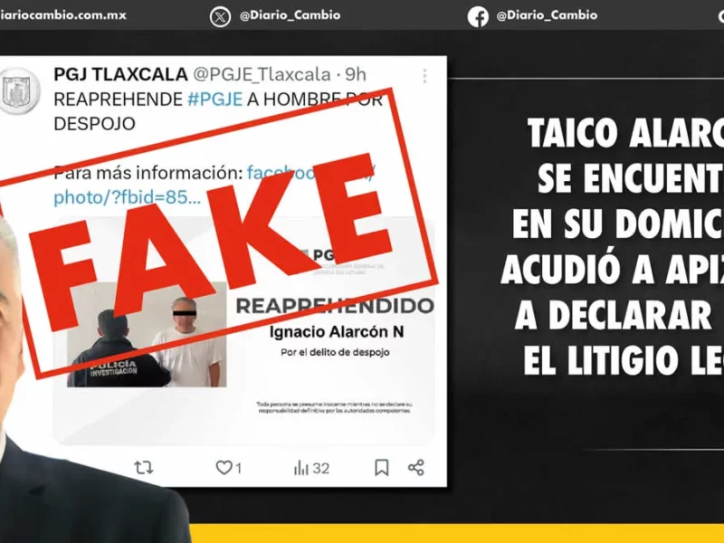 Falso que Taico Alarcón haya sido detenido y se encuentre preso en Tlaxcala