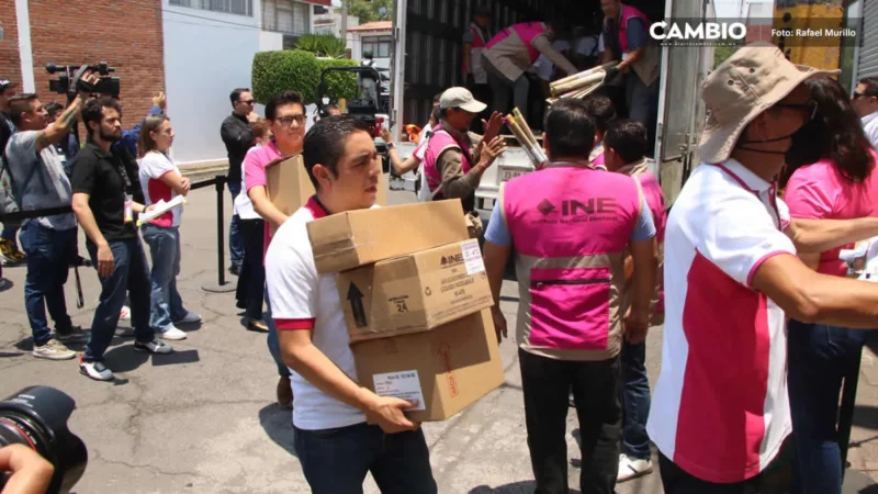 INE Puebla comienza a recibir la papelería electoral para la votación del 2 de junio