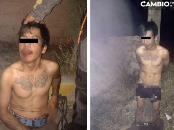 En calzones y atado a un poste; así se salvó ladrón de ser linchado en Xonacatepec (VIDEO)
