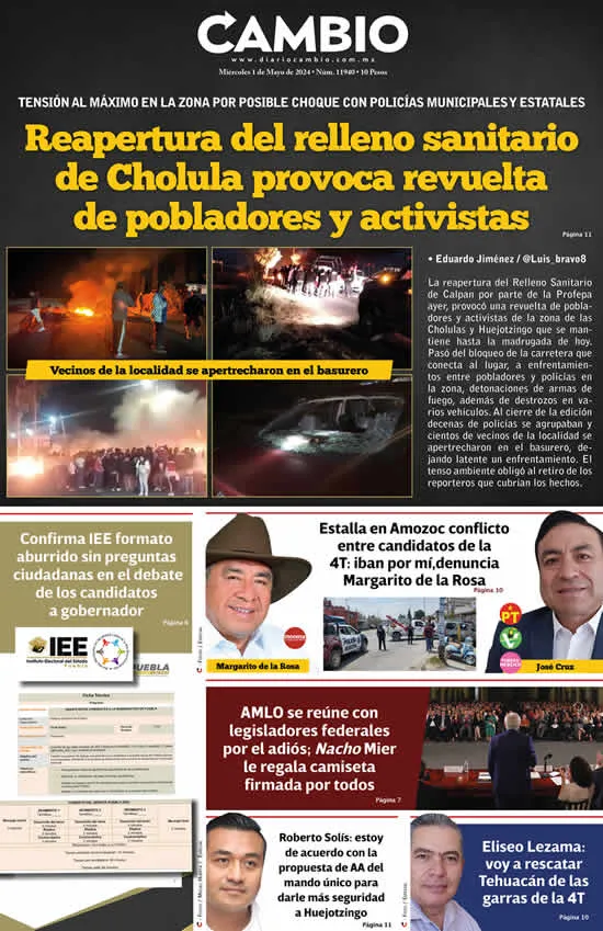 Epaper: Reapertura del relleno sanitario de Cholula provoca revuelta de pobladores y activistas