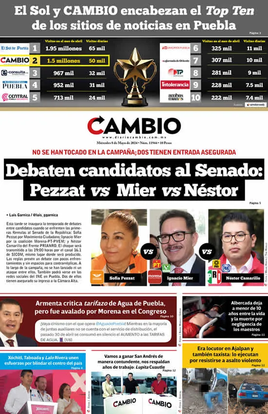 Epaper: Debaten candidatos al Senado; Pezzat vs Mier vs Néstor
