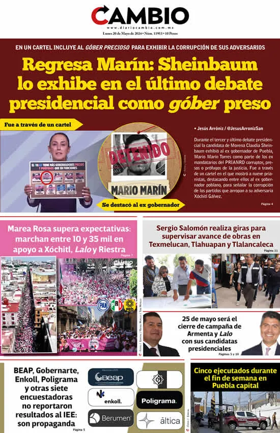 Epaper: Regresa Marín; Sheinbaum lo exhibe en el último debate presidencial como góber preso
