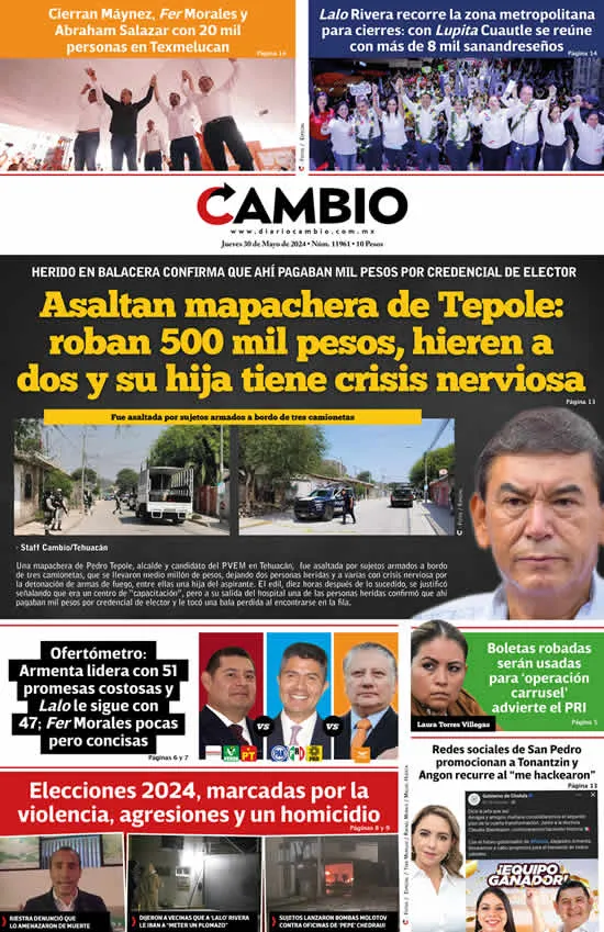 Epaper: Asaltan mapachera de Tepole: roban 500 mil pesos, hieren a dos y su hija tiene crisis nerviosa
