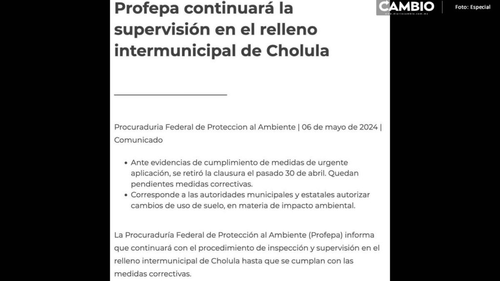 Profepa advierte clausura definitiva de relleno sanitario de no cumplirse medidas preventivas