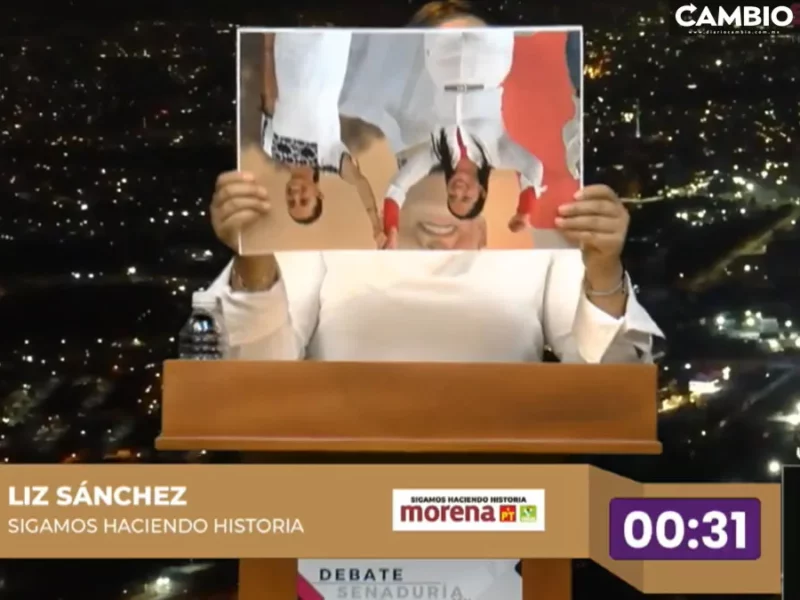 ¡Qué oso! Liz Sánchez muestra imagen de cabeza con Sheinbaum durante debate (VIDEO)