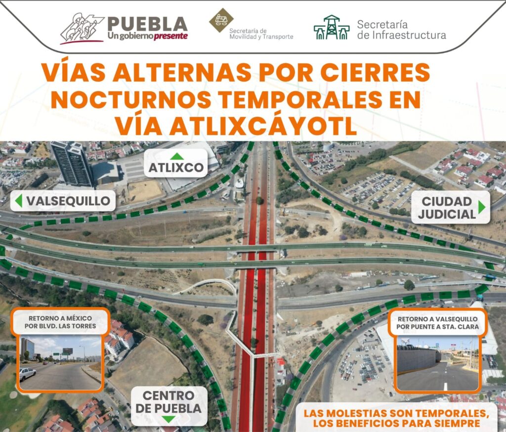 ¡Tómalo en cuenta! Anuncian cierres viales nocturnos en la Atlixcáyotl