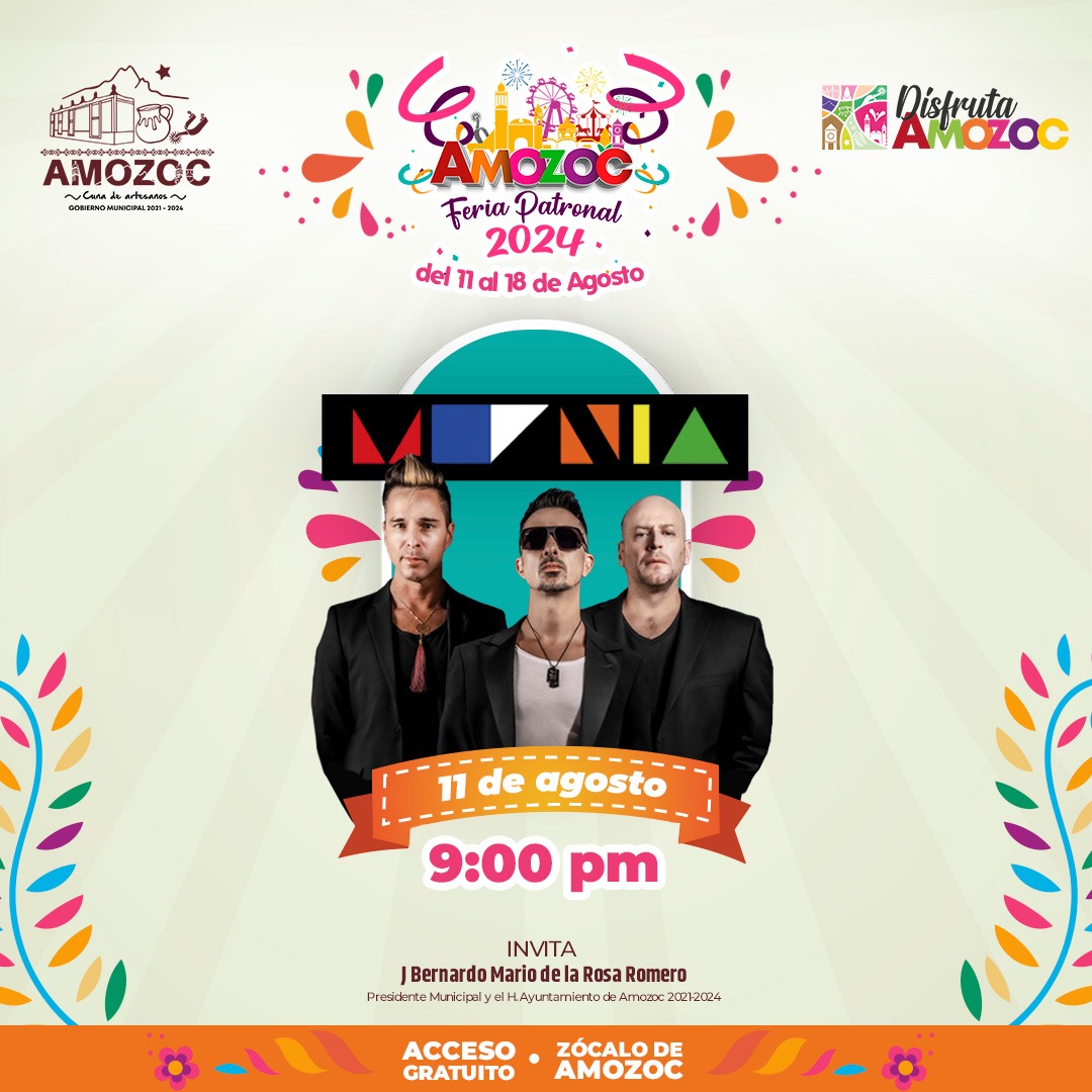 ¡No te lo puedes perder! Moenia se presentará en la Feria Patronal de Amozoc 2024