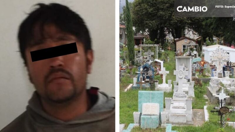 Detienen a presunto profanador y ladrón de tumbas en Huixcolotla