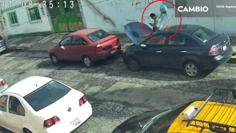 VIDEO: ¡Usó un globo como señuelo! Ladrón abre y roba vehículo a unas calles del CEM