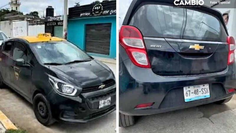 Reportan taxi abandonado desde hace varios días en calles de Cuautlancingo
