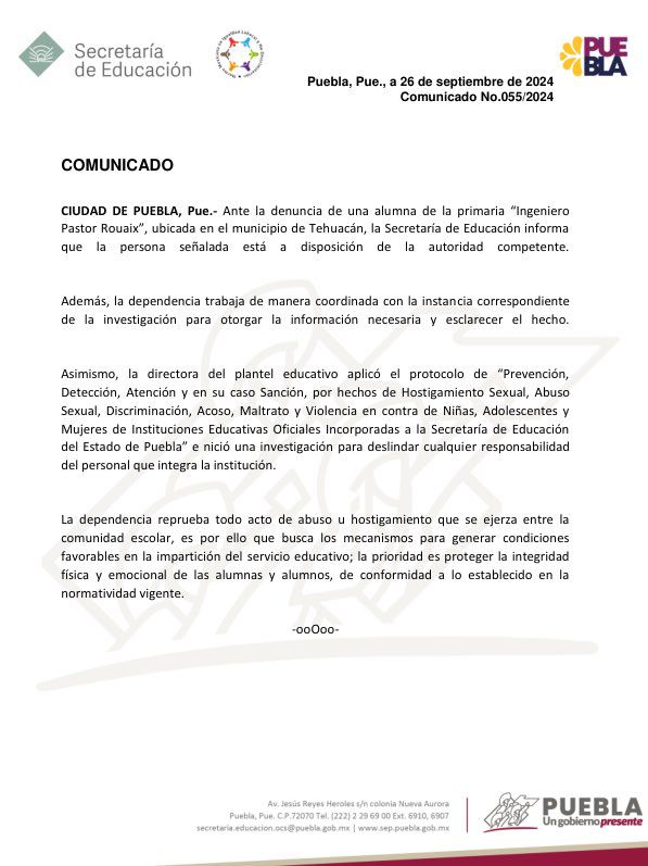 Confirma SEP detención del psicólogo acusado de abuso a alumna de primaria en Tehuacán