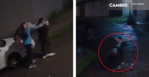 ¡Hasta las manitas! Exhiben a joven ebria siendo cargada al salir de un bar en Villa Universitaria