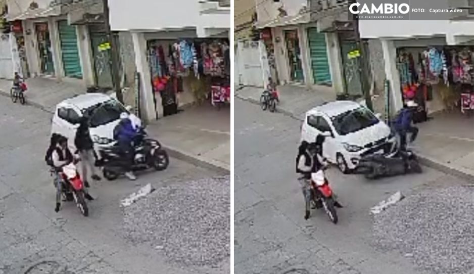 Así motoladrones intentaron asaltar a una persona en Tlalancaleca (VIDEO)