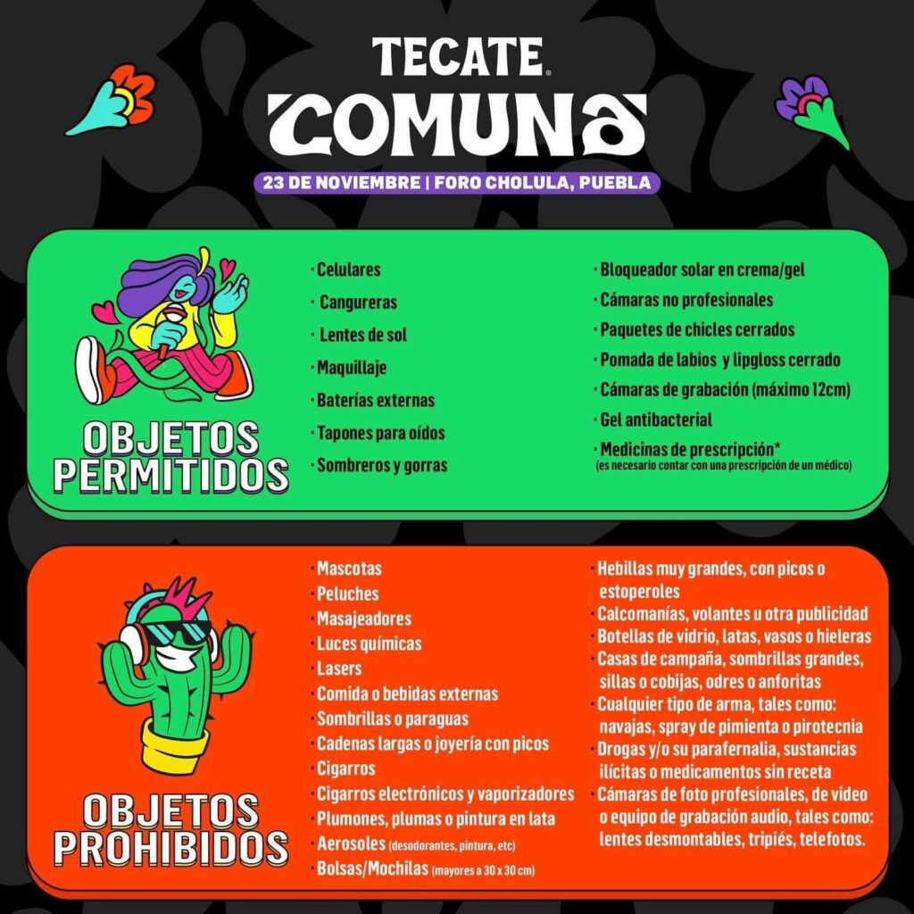 Estos son los objetos que no puedes llevar al Tecate Comuna
